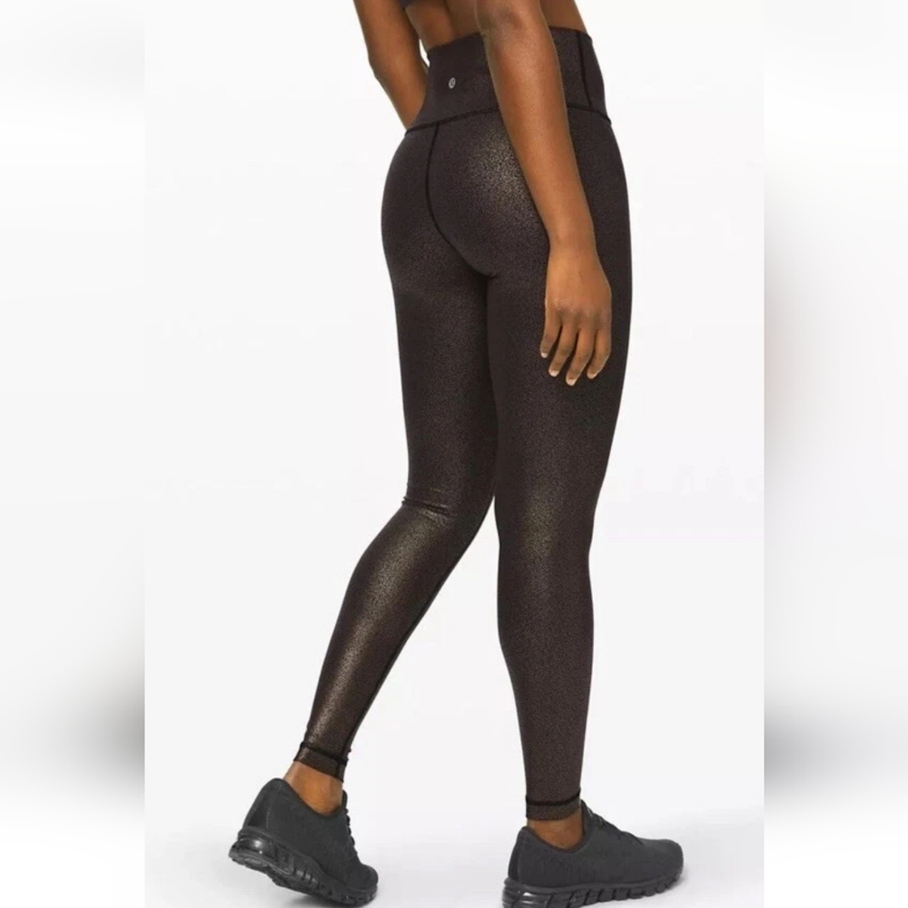 Lululemon High-Waist Shimmer Brown Metallic  Leggings Size 4 Inseam 28"